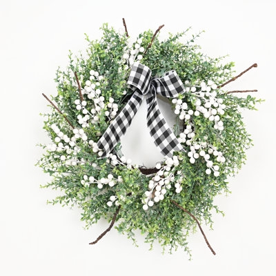 Wreath with Eucalyptus Foliage and White Berries on a Vine Base