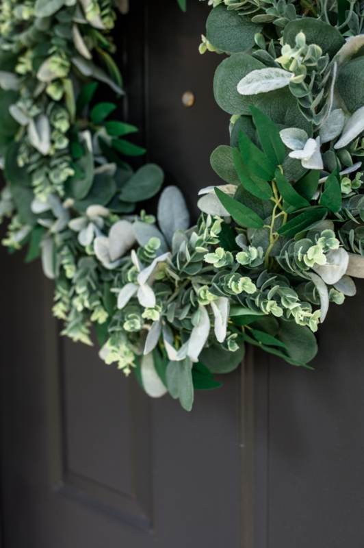 Wreath with Eucalyptus Leaves & Willow Leaves, Modern Farmhouse Decor.