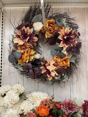 Wreath with Maple Leaf Density, Traditional Autumn Front Door Decor