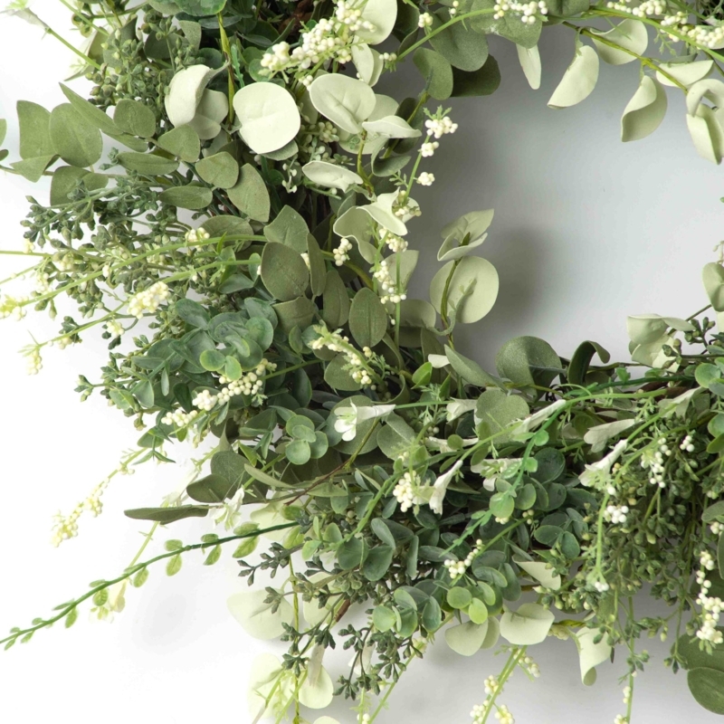 Wreath with Mixed Eucalyptus & Ruscus Leaves, Modern Farmhouse Decor.