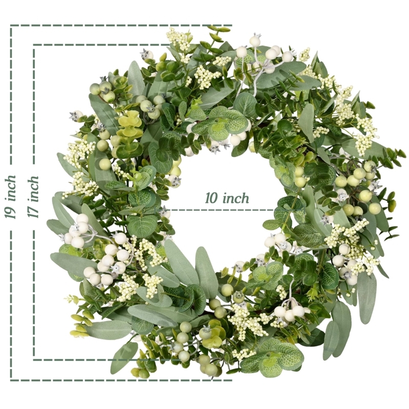 Wreath With Mixed Foliage Types, Farmhouse Eucalyptus Wreath Decor