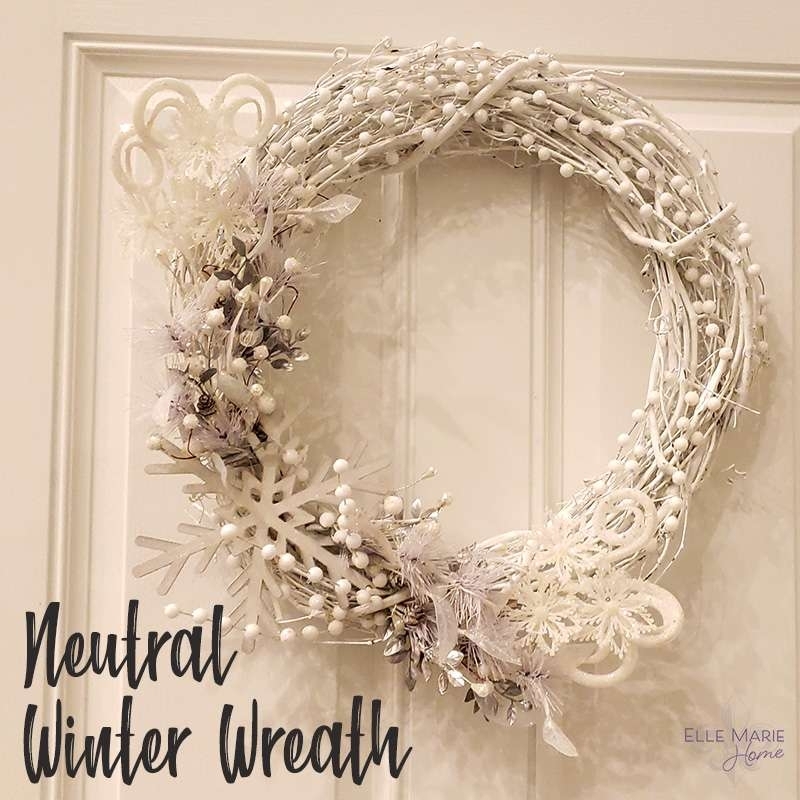 Wreath with Oversized Cream Bow, White Berries, Modern Farmhouse Pine