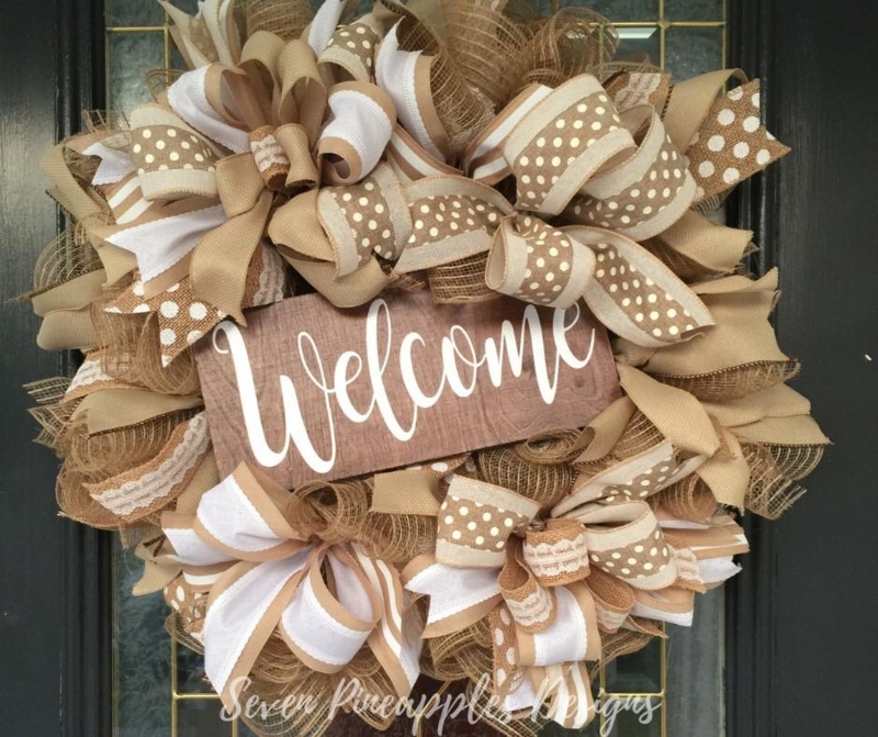 Wreath with Pineapple Accents, Dense Greenery, Coastal Farmhouse Decor