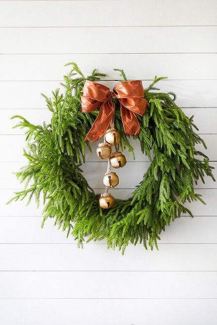 Wreath with Realistic Evergreen Foliage, Multi-Toned Needles for Decor.