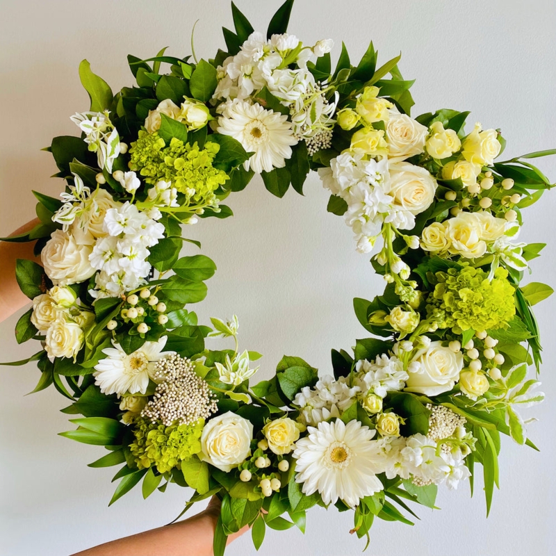 Wreath with Rustic Eucalyptus Leaves and Asymmetrical Arrangement