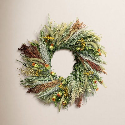 Wreath with Warm Terracotta Palette and Lush Dried Texture, Bohemian Style