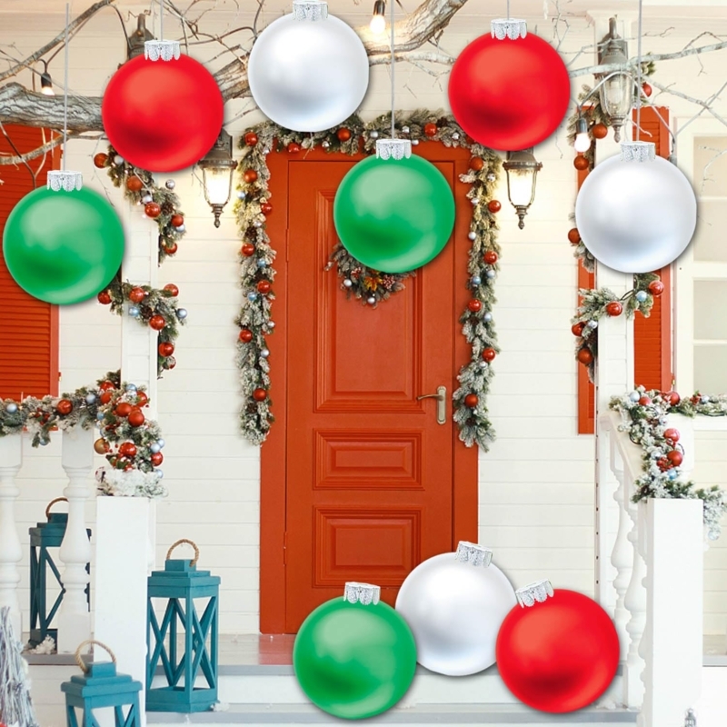 Yard Art: Oversized Inflatable Christmas Ornaments, Multi-Pattern Set.