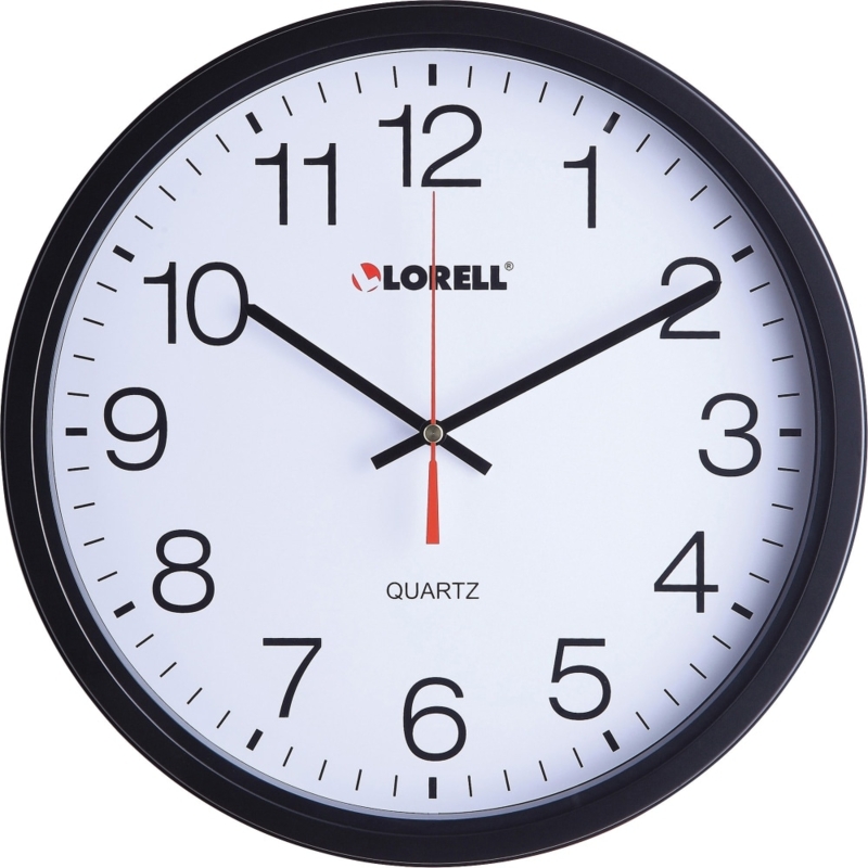 24 Hour Office Wall Clock, High Contrast Dial, Matte Black Frame