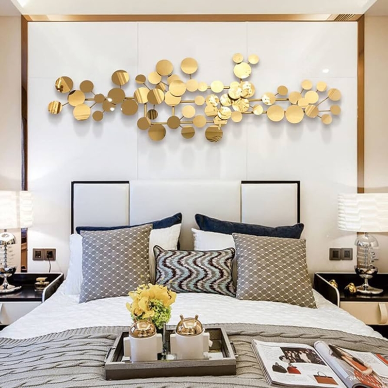 3D Geometric Metal Wall Art: Interlocking Gold Squares, Open Frame.