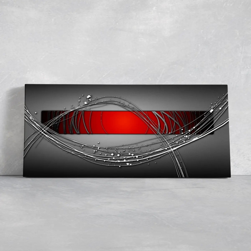 Abstract Canvas Wall Art Horizontal Textured Brushstrokes Grey