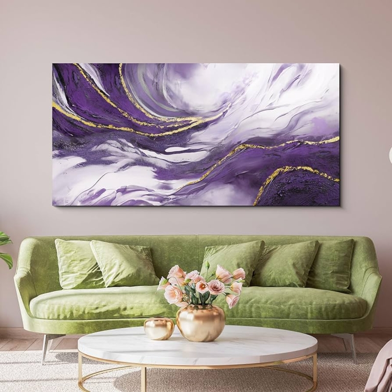 Abstract Canvas Wall Art Metallic Gold Veining Fluid Pattern Decor