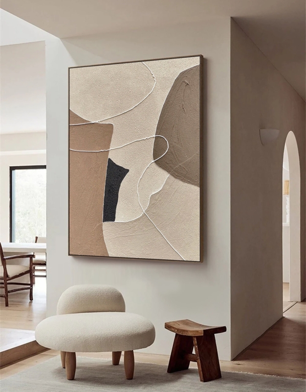 Abstract Framed Wall Art: Wabi Sabi Impasto Texture in Earth Tones