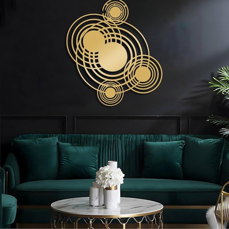 Abstract Geometric Metal Wall Art with Ripple Texture