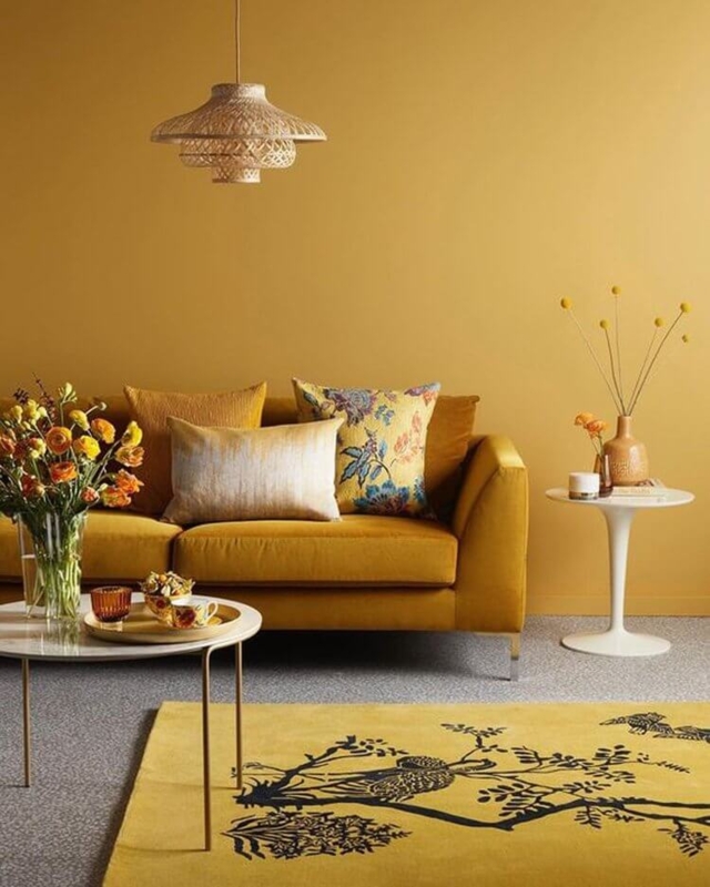 Accent Chair Mustard Yellow Curved Back High Contrast