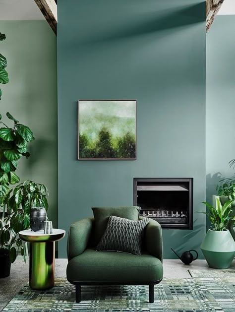 Accent Chair Spindle Back with Sheepskin Throw Forest Green Walls