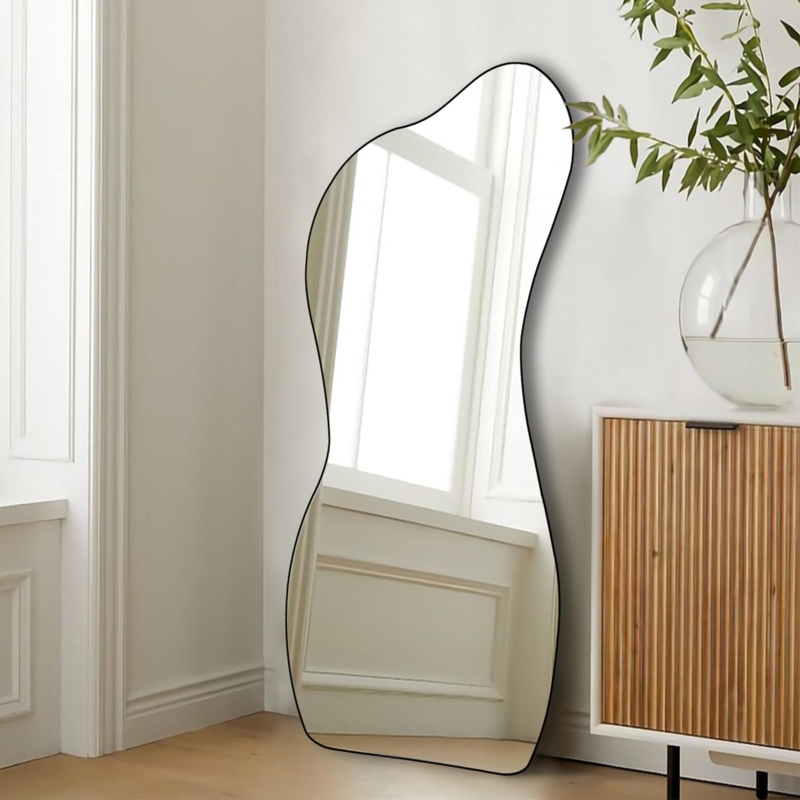 Accent Mirror Asymmetrical Frameless Organic Shape Modern Glass
