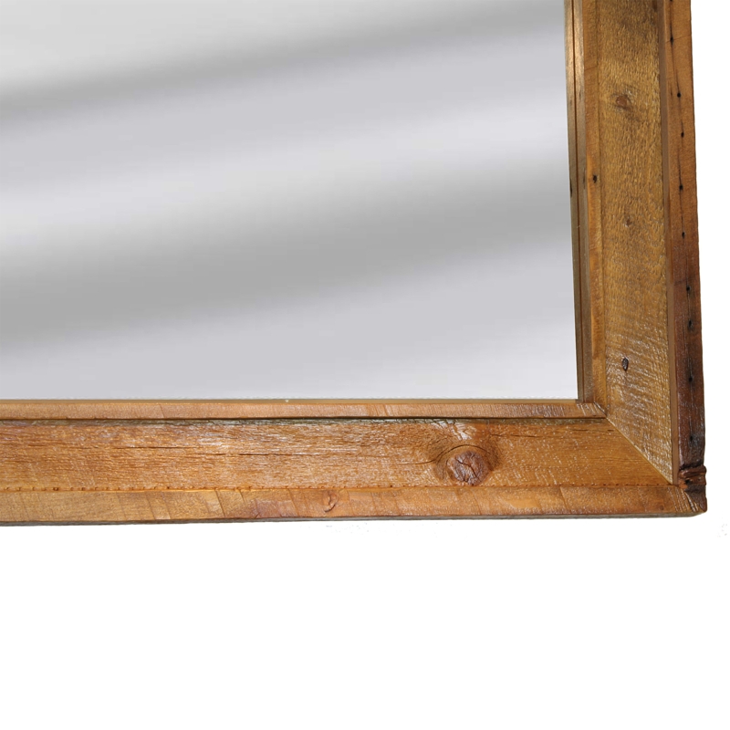 Accent Mirror Chunky Wood Frame Rough Sawn Texture Rustic Farmhouse