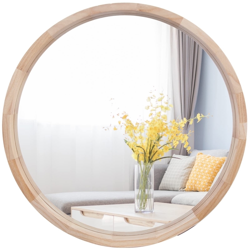 Accent Mirror Circular Silhouette Thick Frame Modern Farmhouse Entryway
