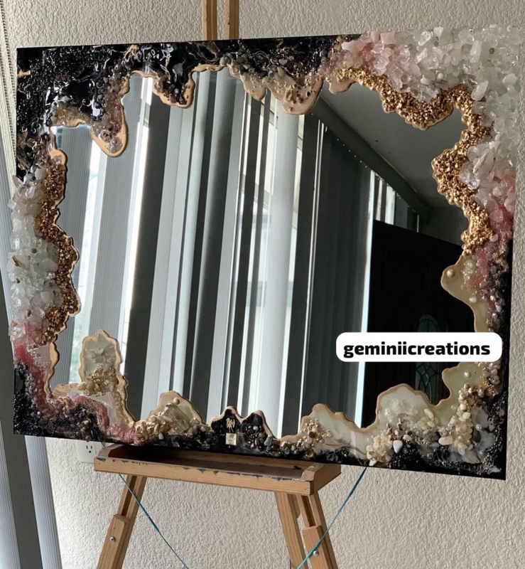 Accent Mirror, Full-Length with Ornate Carved Silver Resin Frame