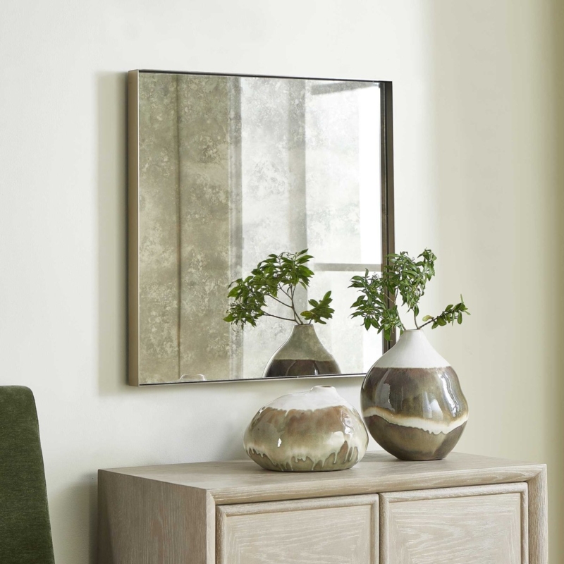 Accent Mirror Heavily Distressed Antique Metallic Frame