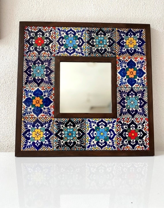 Accent Mirror: Hexagonal Shape Moroccan Pattern, Colorful Bohemian Home.