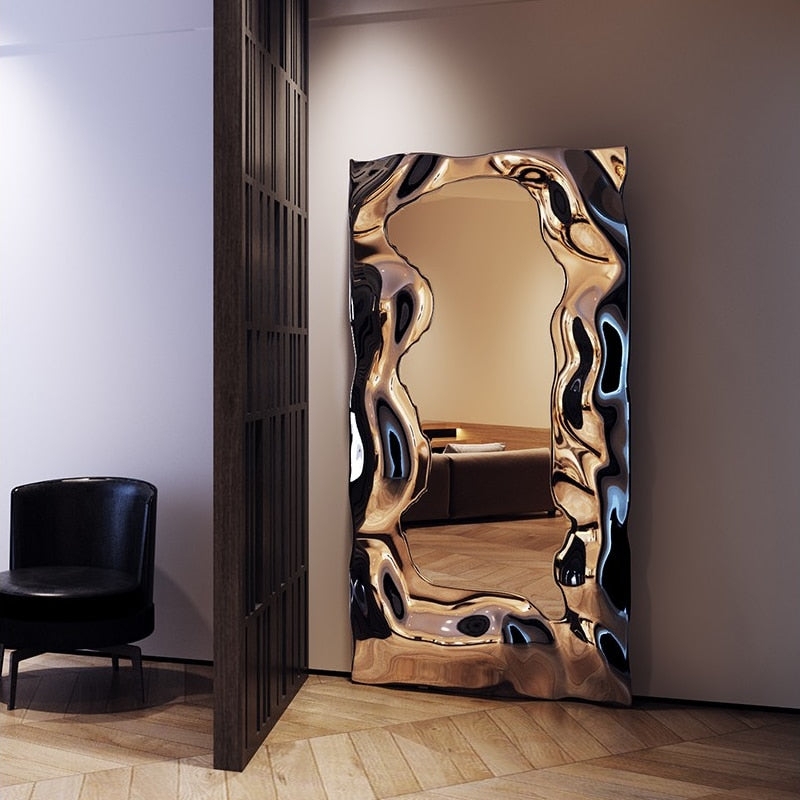 Accent Mirror Irregular Silhouette, Surrealist Polished Liquid Form