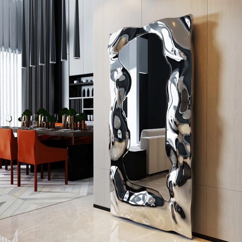Accent Mirror Liquid Metal Frame, Melting Effect Wall Decor