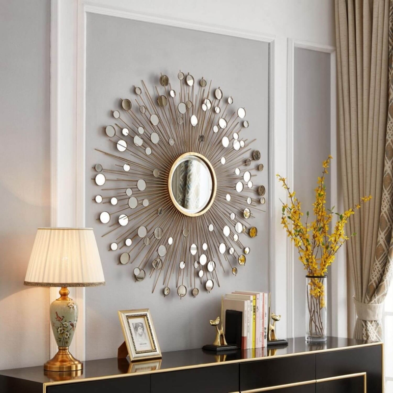 Accent Mirror Polished Metallic Staggered Spikes modern glam
