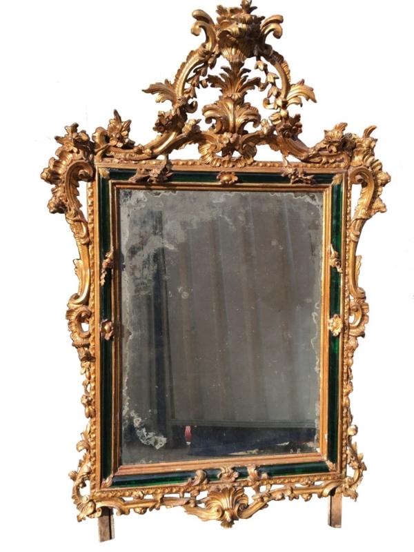 Accent Mirror: Rococo Style with Scrolling Crest & Applied Ornaments