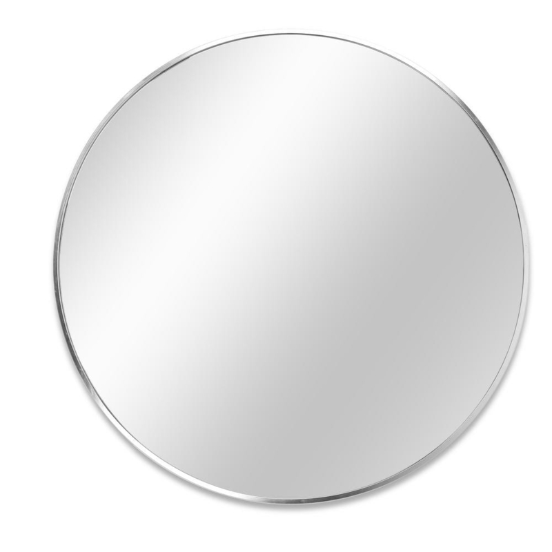 Accent Mirror Round Thin Metal Frame Polished Finish