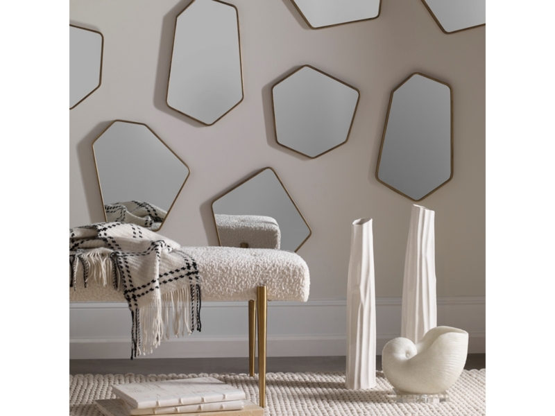 Accent Mirror Set of 4 with Organic Textured Champagne Gold Frames