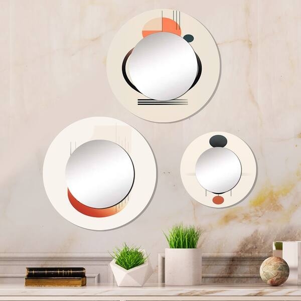 Accent Mirror set of three with retro printed geometric art.