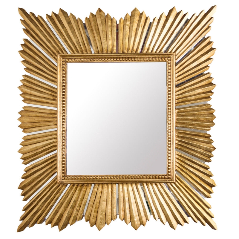 Accent Mirror Square Gold Leaf Starburst Frame textured finish