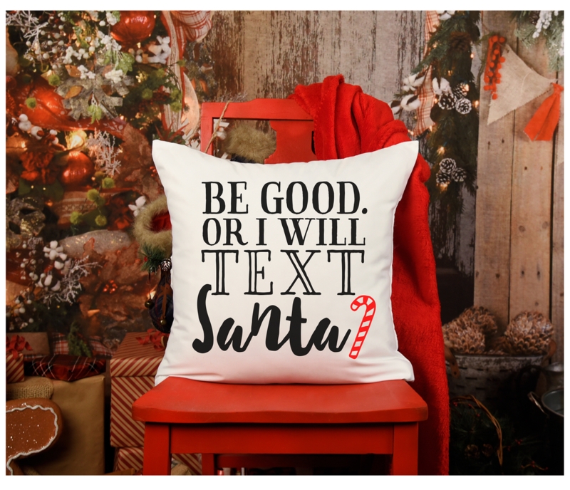 Accent Pillow Corner Pompoms Holiday Typography Festive Decor