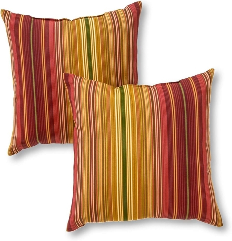 Accent Pillow Multi Width Stripes Welted Trim Vibrant Red Outdoor Pillows