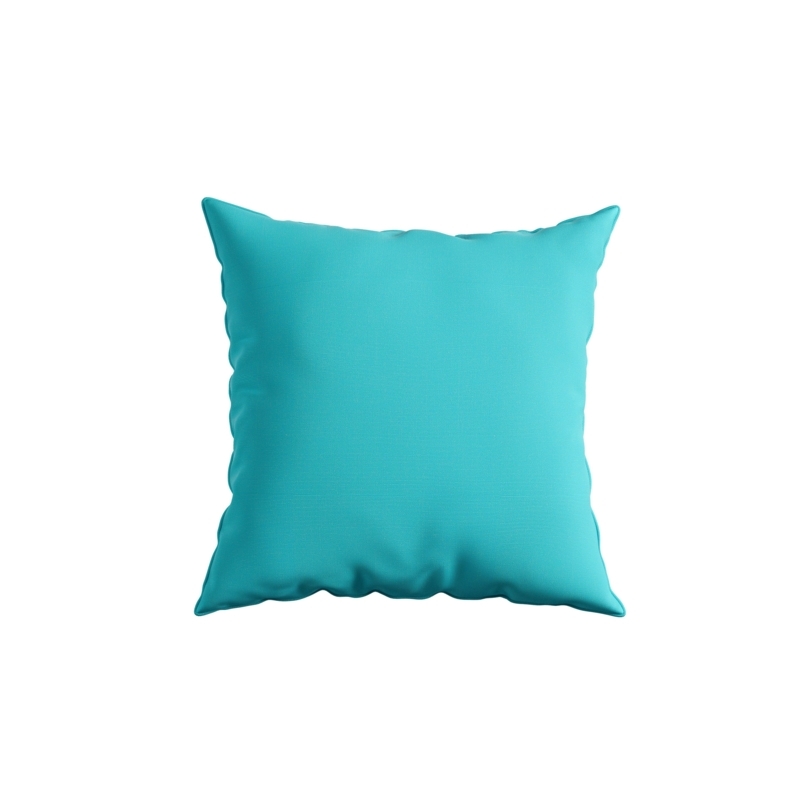 Accent Throw Pillow Teal Blue Woven Fabric Piped Edges Outdoor