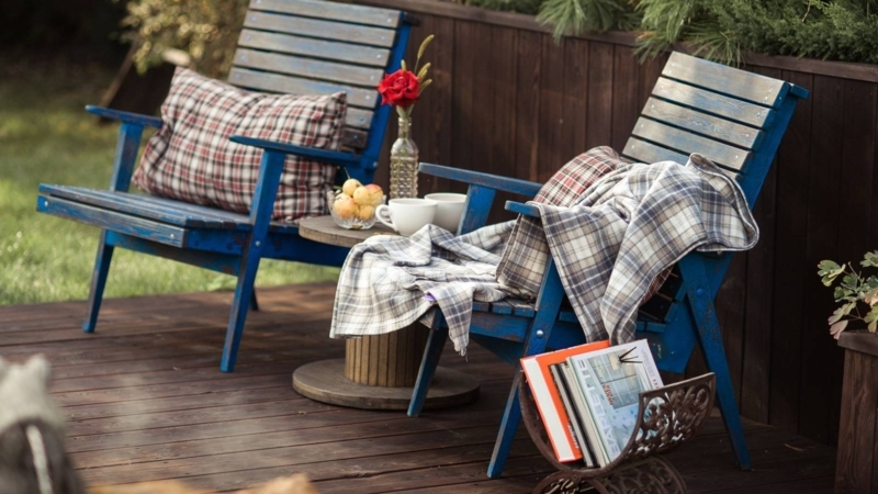 Adirondack Chair with Throw and Woven Texture for Rustic Coastal Style