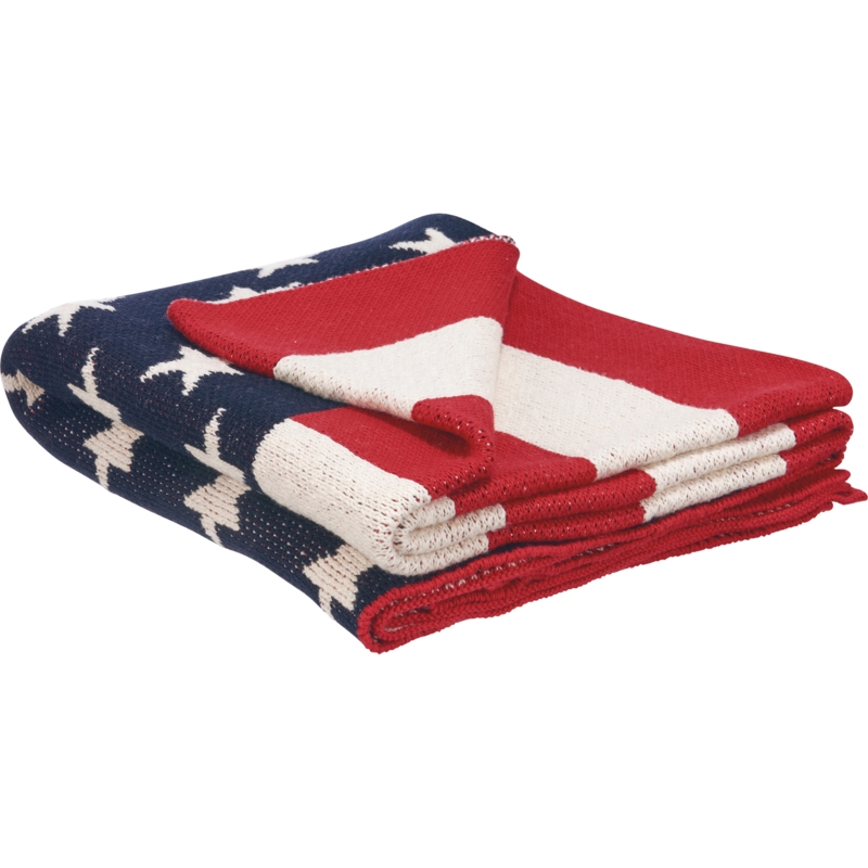 Americana Throw Blanket with Patriotic Stars and Stripes Pattern