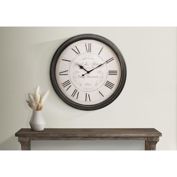 Analog Wall Clock Oversized Silhouette Brown Wood Toned Transitional Decor
