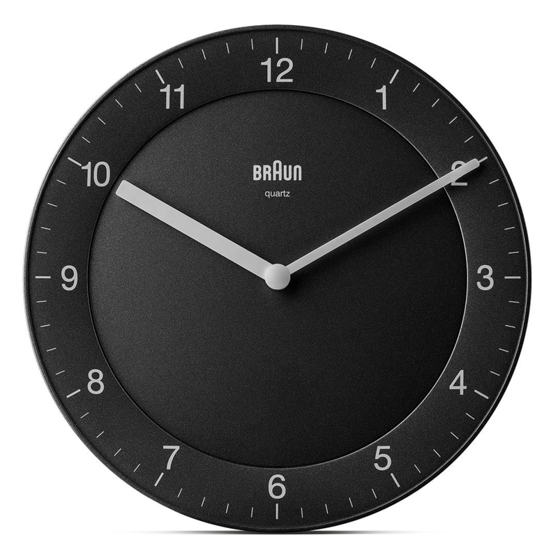 Analogue Wall Clock with Matte Black Dial & White Numerals