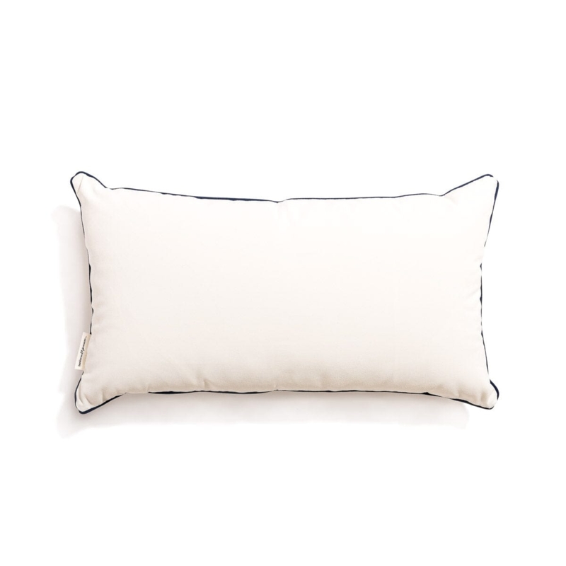 Antique White Canvas Lumbar Pillow with Striped Trim