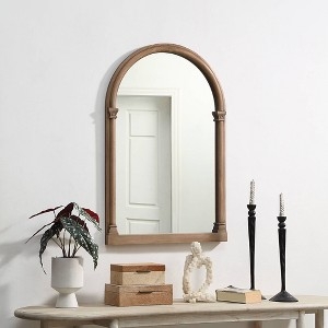 Arched Wall Mirror: Traditional Medium Brown Wood Toned Frame