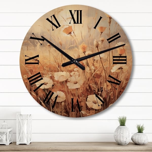Artistic Wall Clock, Oversized Abstract Landscape Print on Wood Face