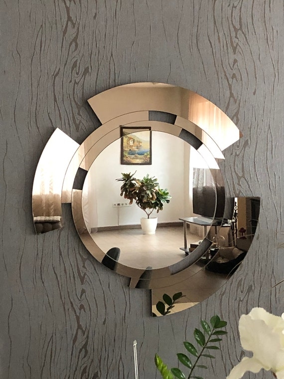 Asymmetrical Wall Mirror, Wavy Edge Silhouette Organic Modern Decor