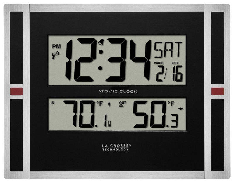 Atomic Digital Wall Clock with Indoor Outdoor Temperature