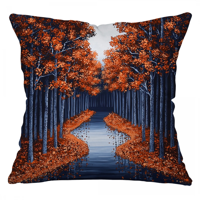 Autumn Forest Throw Pillow Vibrant Foliage Print Accent