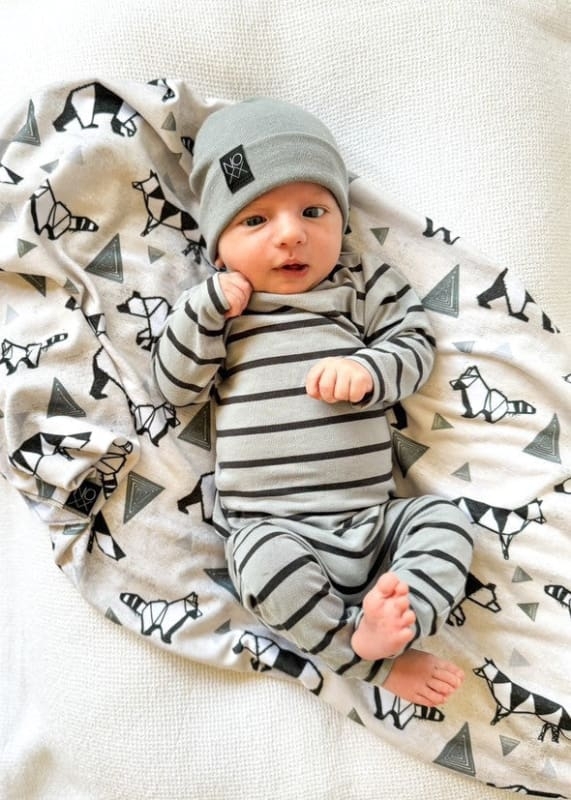 Baby Swaddle Blanket Origami Forest Animal Print Geometric Minimalist