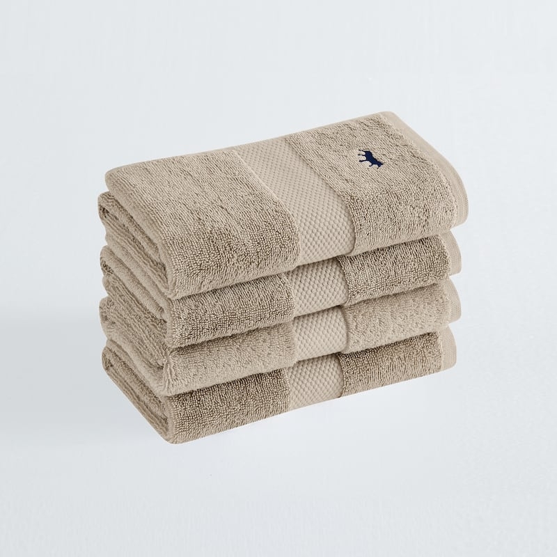 Bath Towel: Plush Navy Blue Terry Cloth with Dobby Border Detail