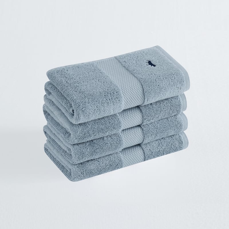 Bath Towel Set: Deep Purple Cotton Terry with Geometric Dobby Border