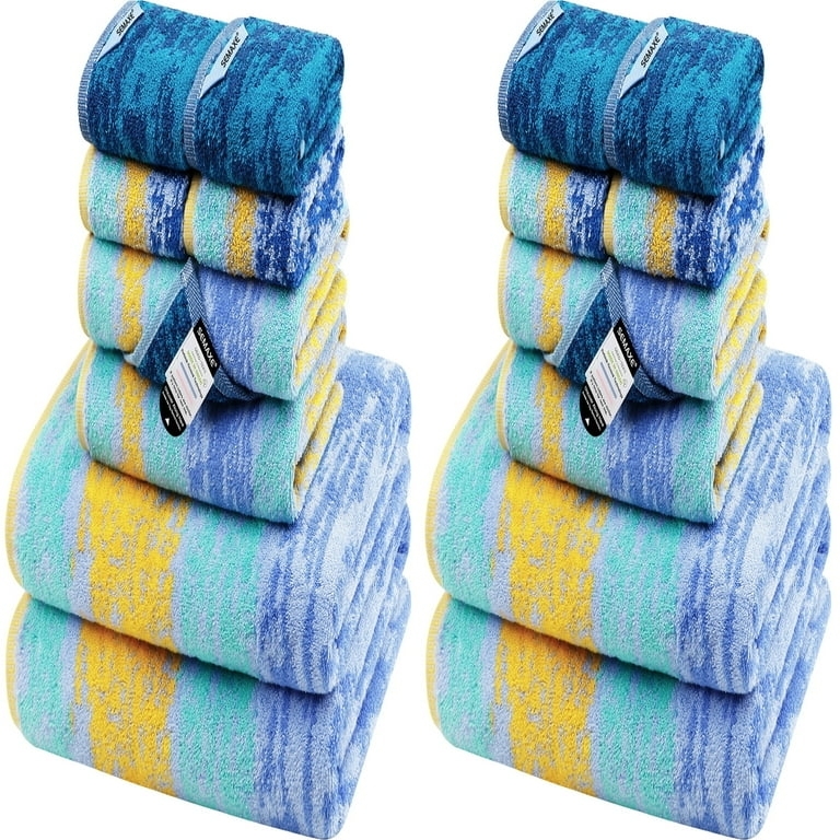 Bath Towel Set: Multicolor Rolled Cotton assortment for Spa Style